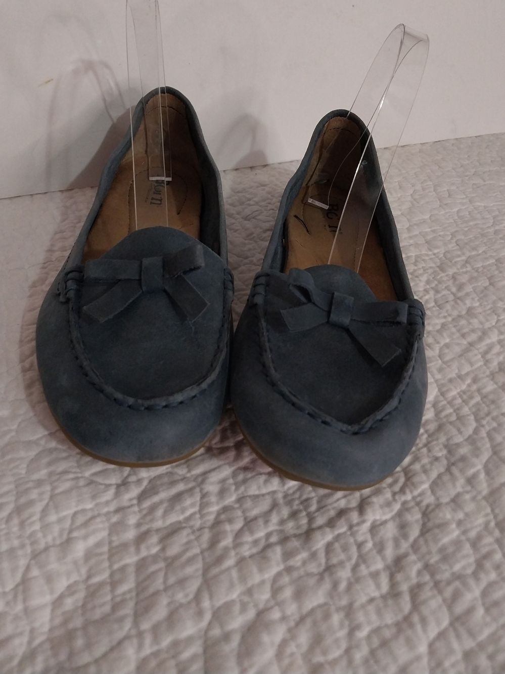 Born Women’s Suede Bow Loafers in Slate Blue Size 9